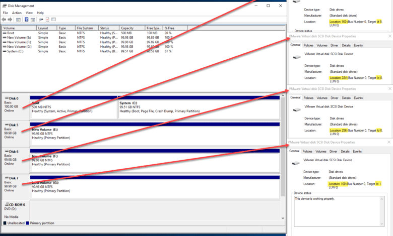 Multiple scsi controllers to vmdk mappings