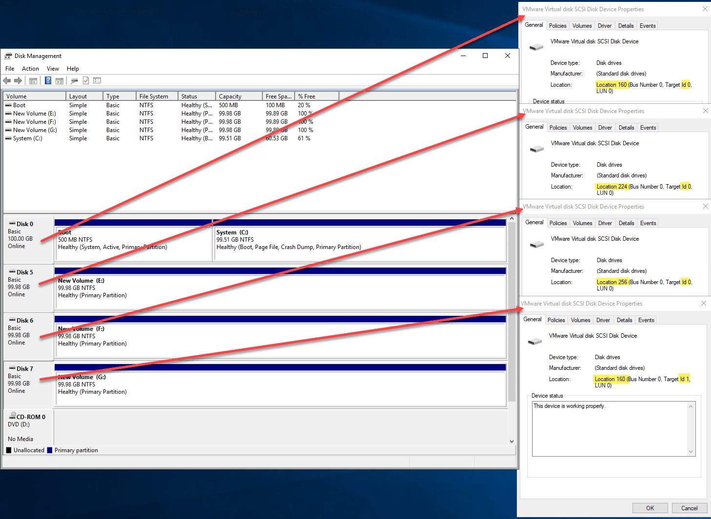 Multiple scsi controllers to vmdk mappings