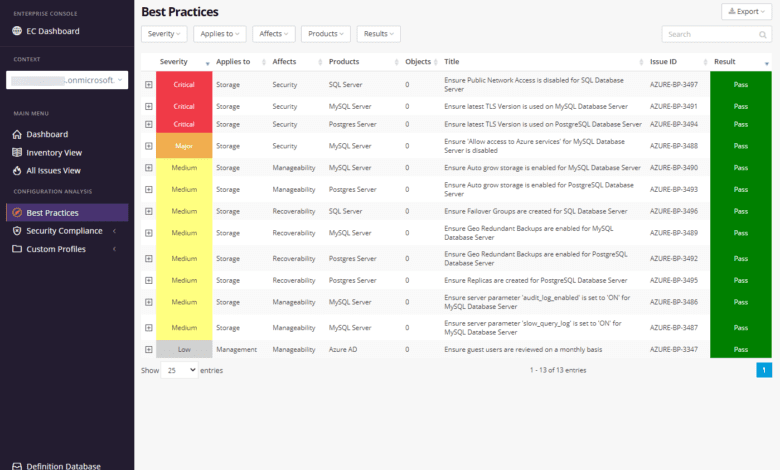 Best practices scan for microsoft azure