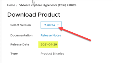 New vmware esxi 7.0 update 2a released for download