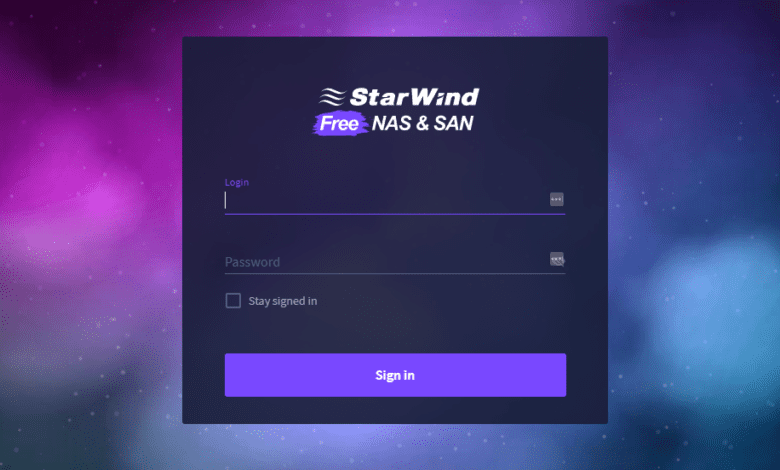 Starwind free nas san login screen