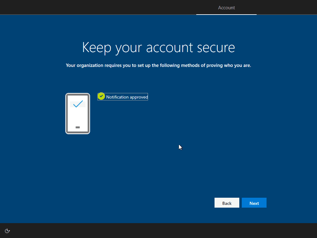 The notification is approved from the microsoft authenticator app