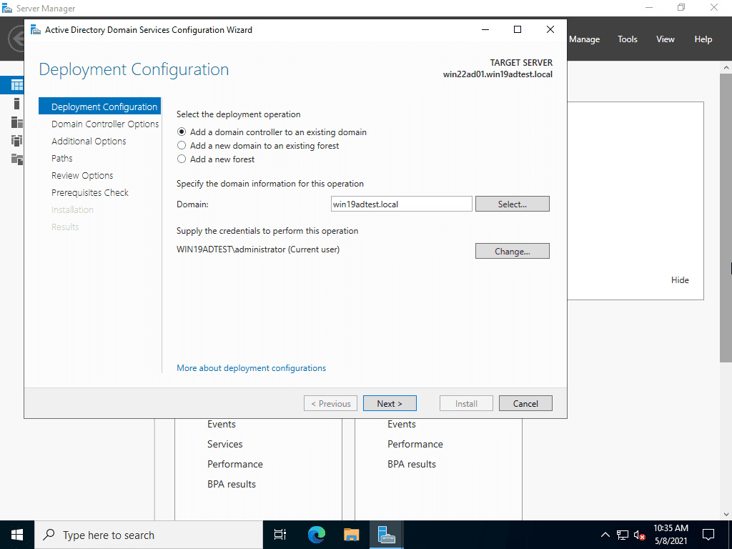 Add a windows server 2022 domain controller to an existing domain