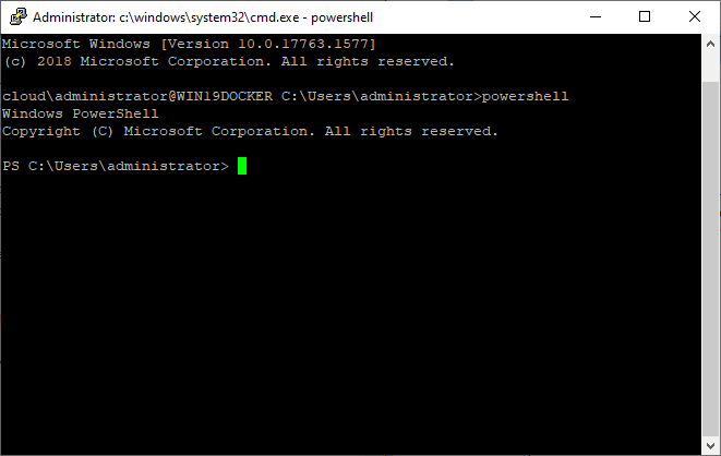 After connecting to openssh changing to powershell prompt