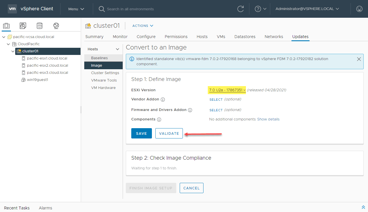 Define the vlcm image and validate it