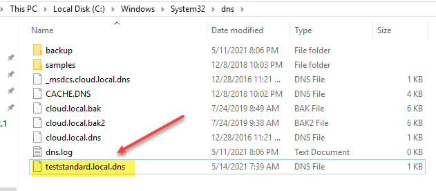 Dns zone file copied to the dns folder