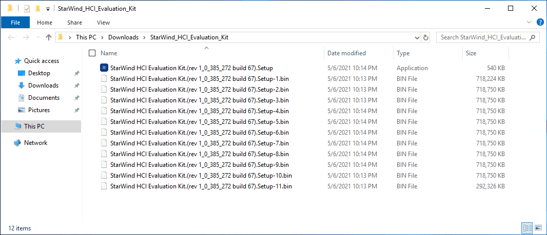 Downloaded and unzipped the starwind files needed for the hci evaluation kit