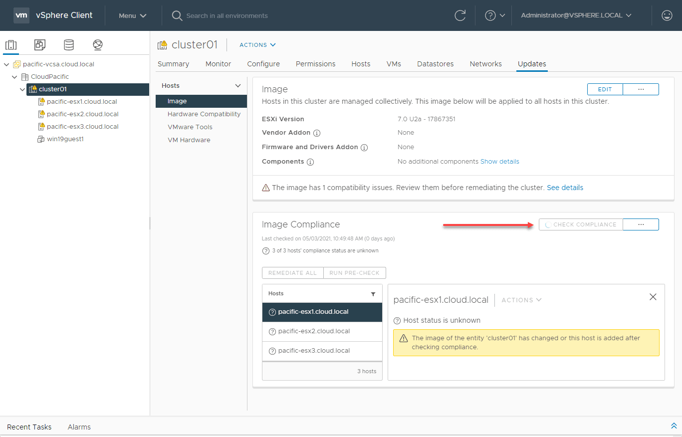 Image compliance check kicks off automatically in vlcm