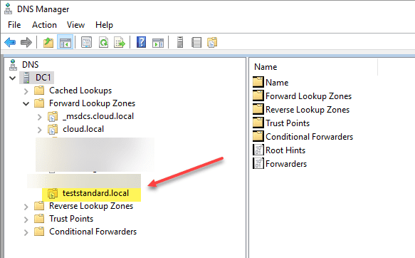 New dns zone imported from the dns zone backup file