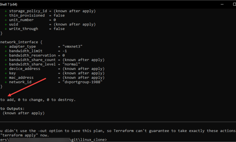 Running the terraform plan command