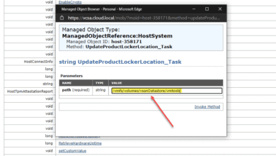 Using the managed object browser mob to update the productlocker location in esxi