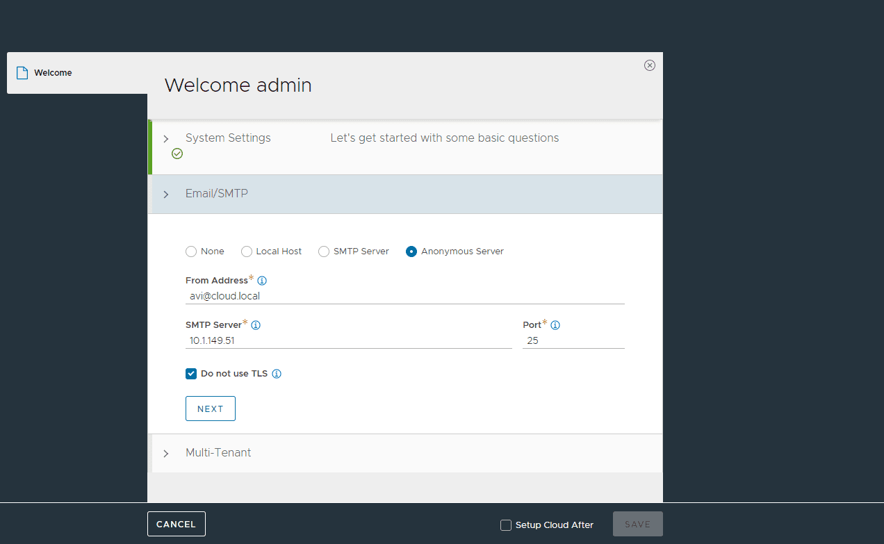 Configure your smtp communication