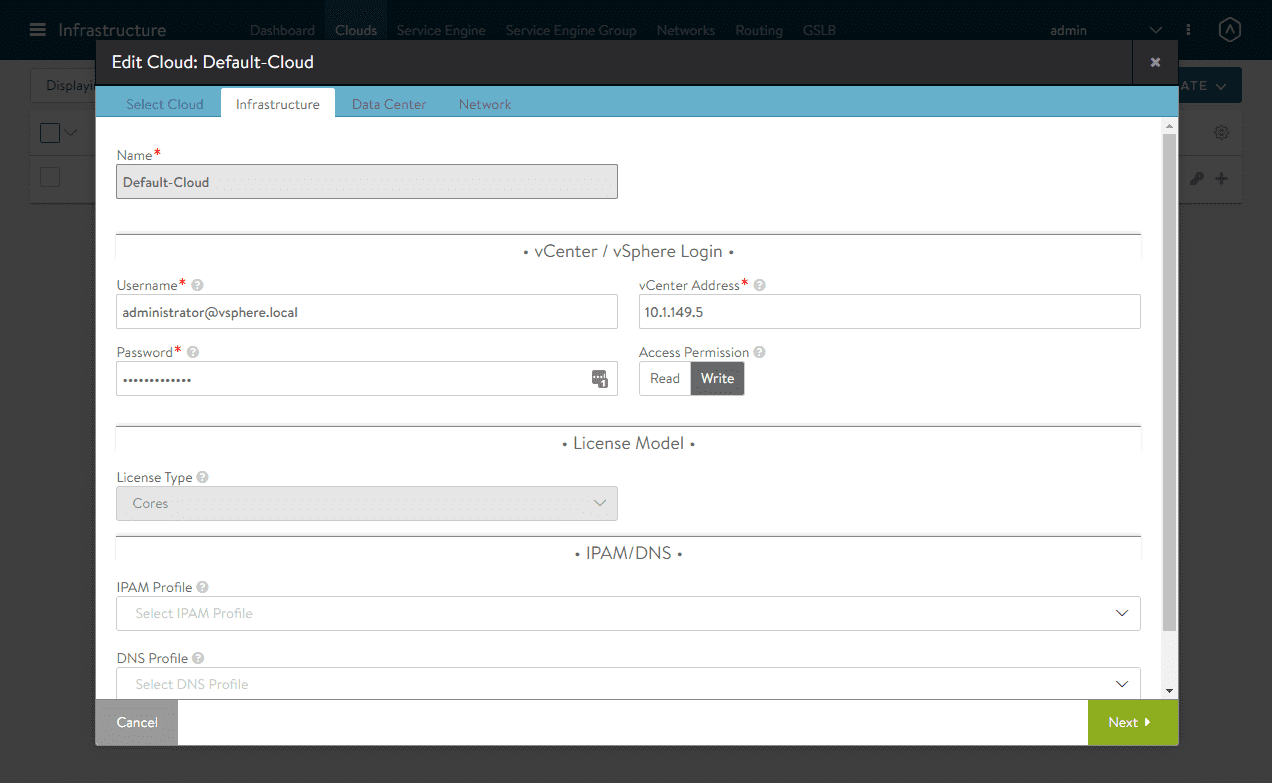 Connecting the avi controller to vcenter server
