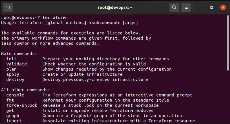 Running terraform 1.0.1 on linux devops workstation