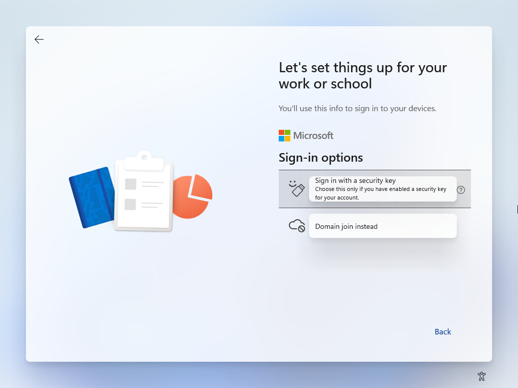 Setting up the account for work or school windows 11