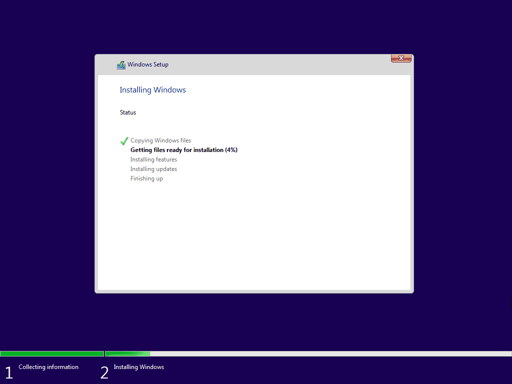 The windows 11 installation process begins