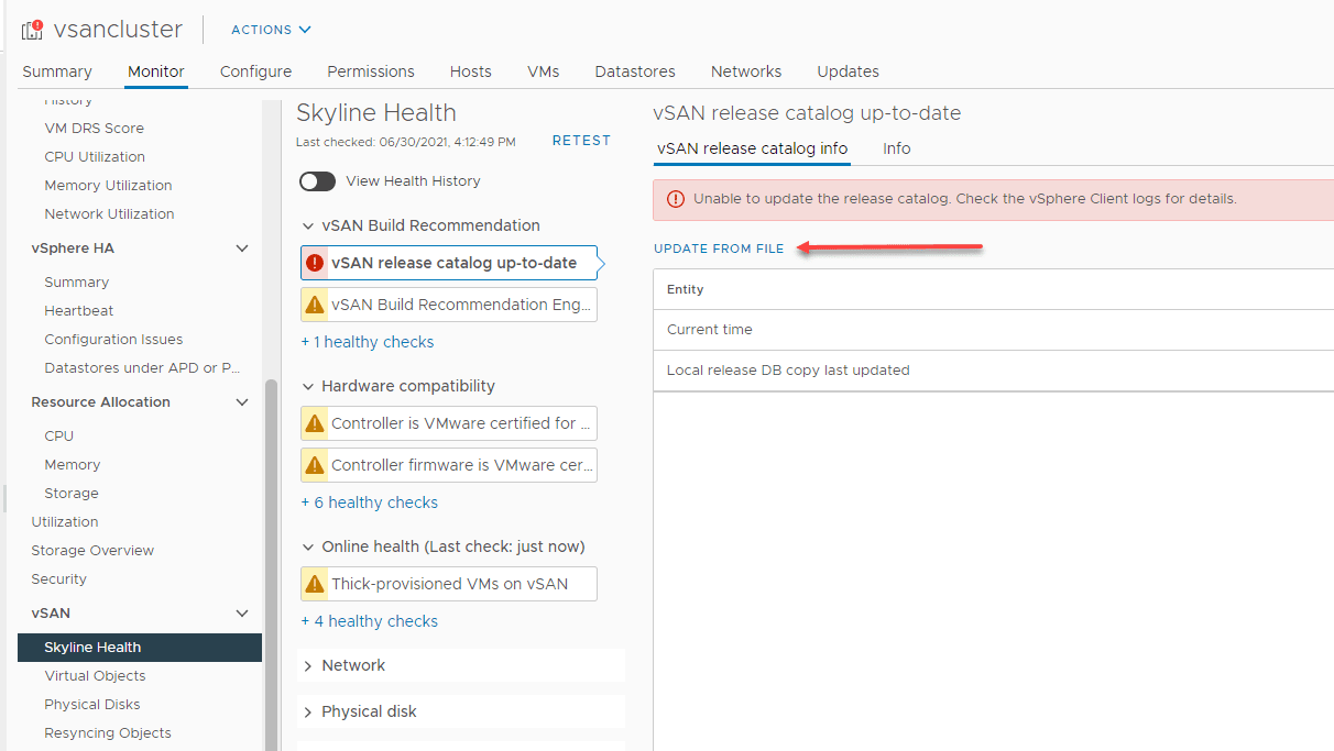 Fix VSAN Build Recommendation Alarm vSAN Release Catalog Up to Date Fix VSAN Build Recommendation Alarm vSAN Release Catalog Up to Date