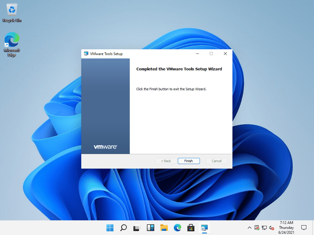 Vmware tools installs successfully in windows 11
