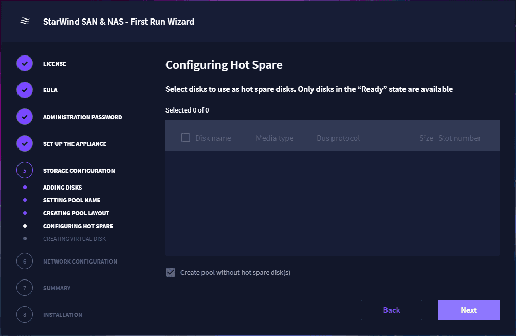 Configuring a hot spare