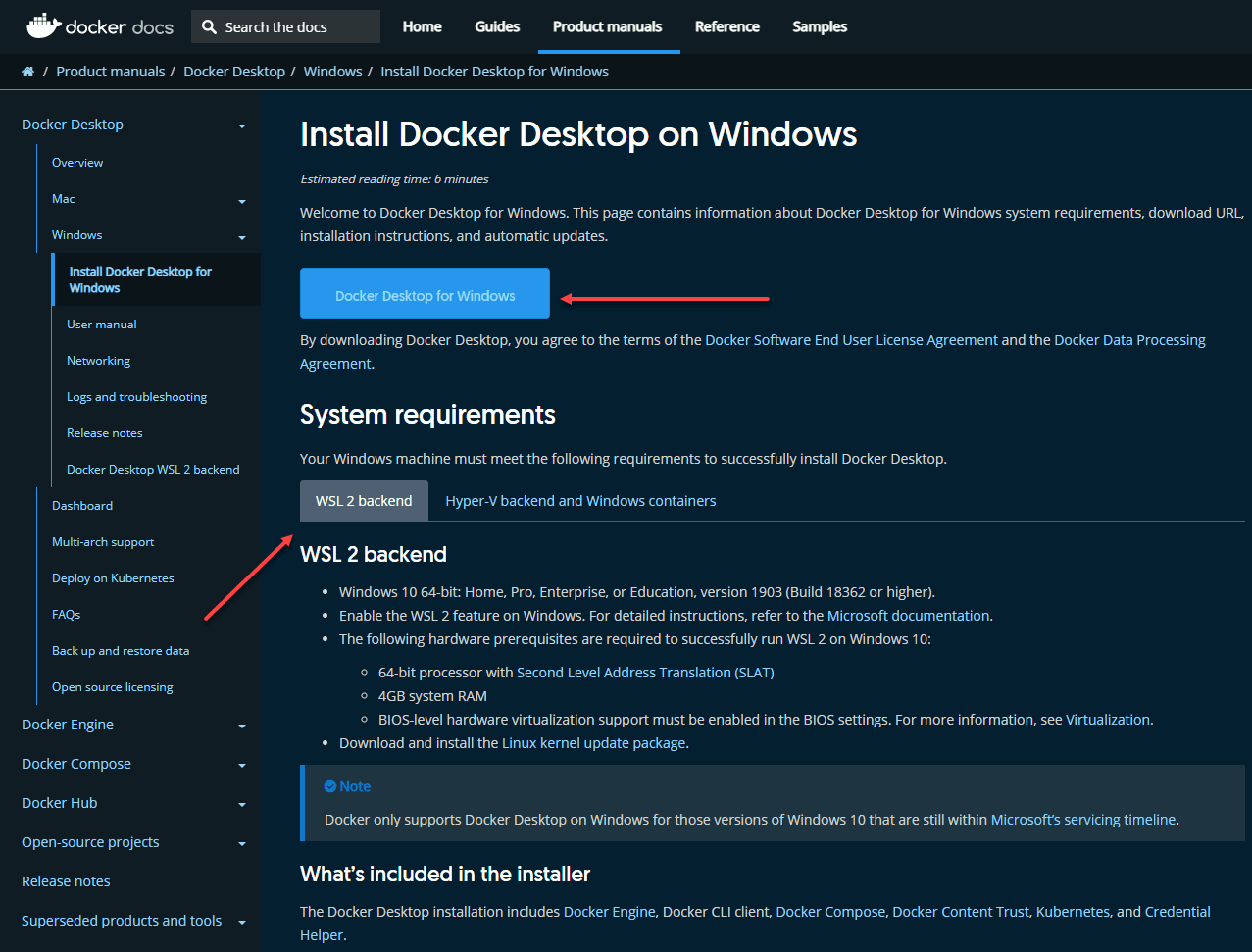 Downloading docker desktop for windows