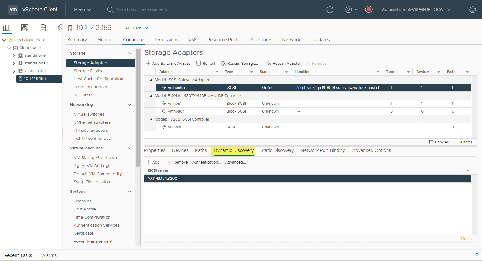 Dynamic iscsi target added to vmware esxi