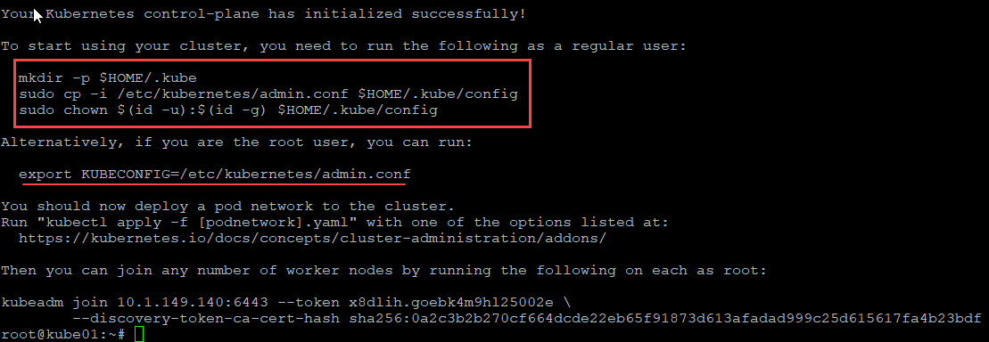 Exporting the config and copying the command to join kubernetes worker nodes