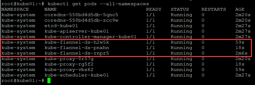 Flannel pods up and running