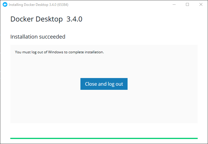 Installation of docker deskop finishes successfully