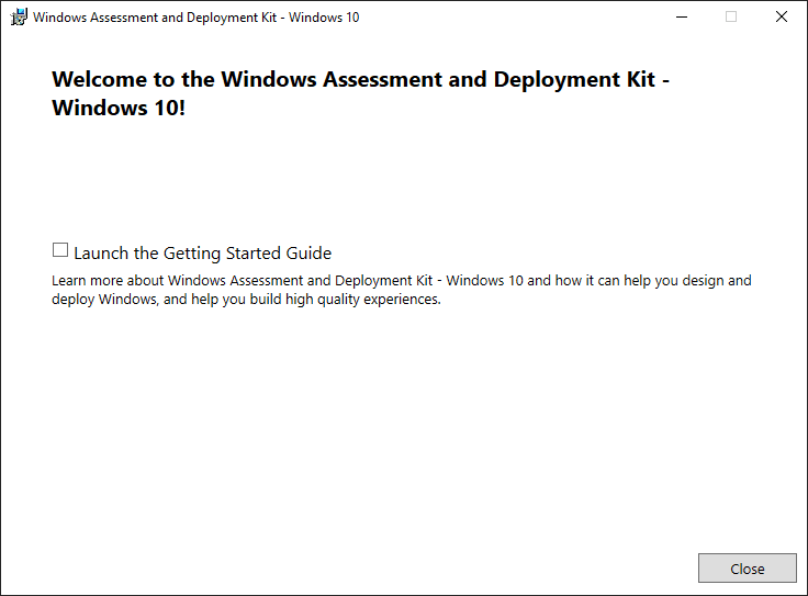 Installation of windows server 2022 adk completed successfully