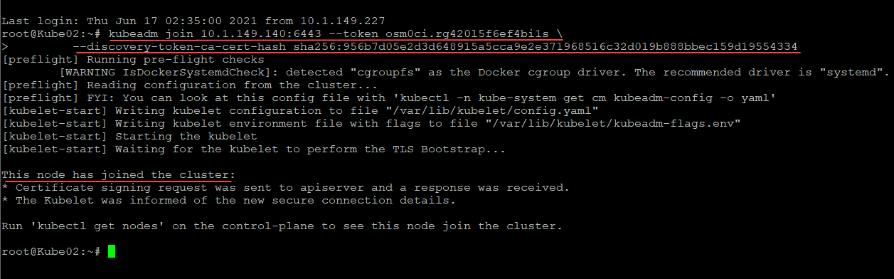 Joining a worker node to the kubernetes cluster