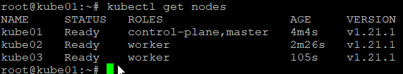 Master and two worker nodes running in the kubernetes cluster