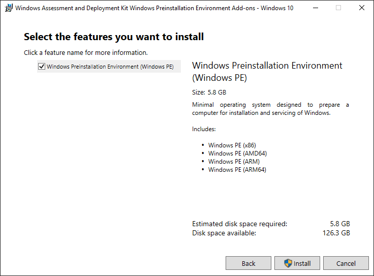 Select the features you want to install