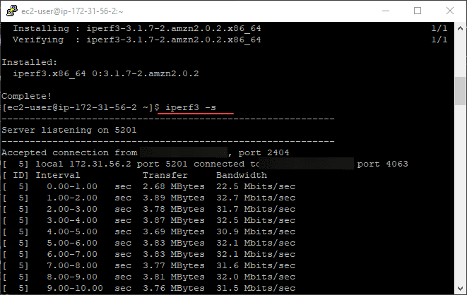 Setting up an iperf3 server on amazon aws ec2 instance