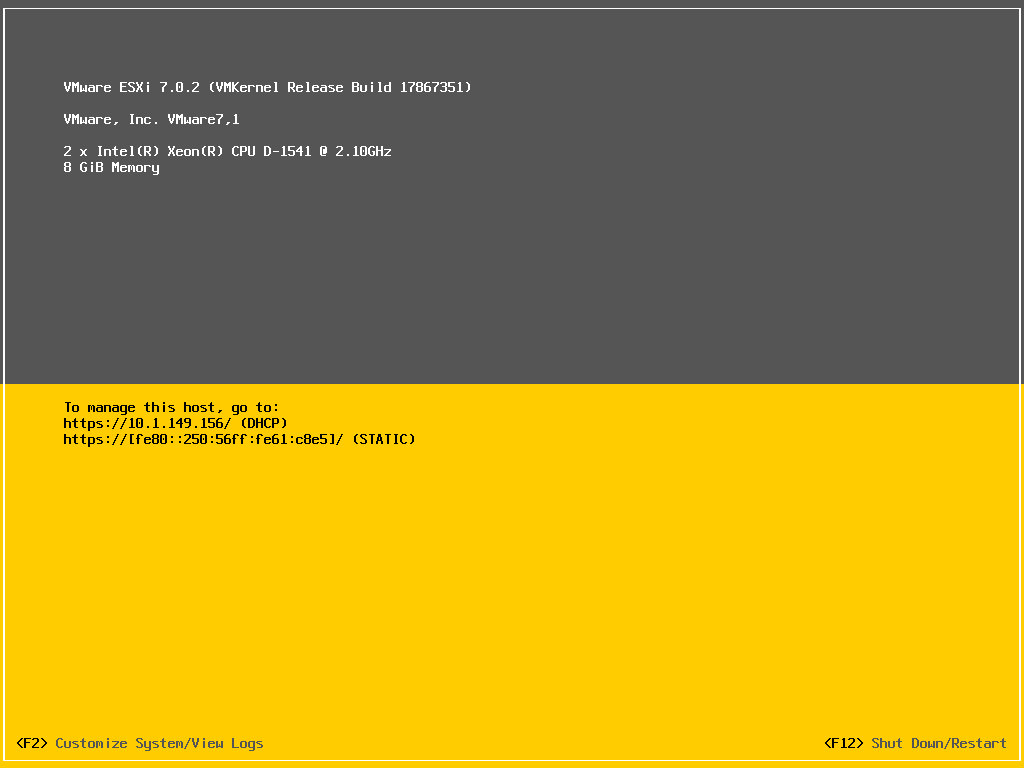 Using a nested esxi 7.0 update 2a installation in the home lab