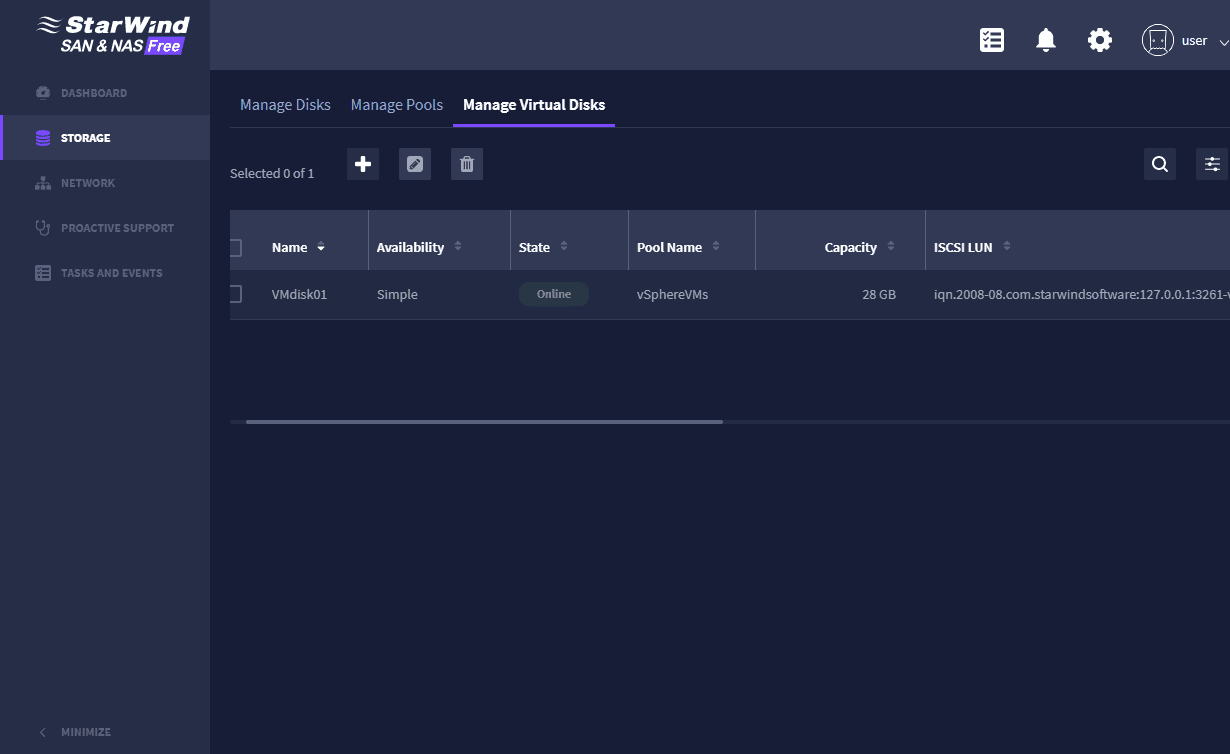 Viewing the iscsi lun name and address