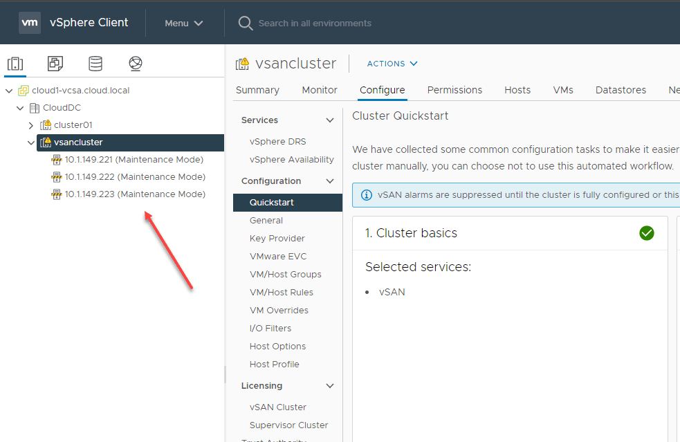 Hosts are brought into the cluster in maintenance mode