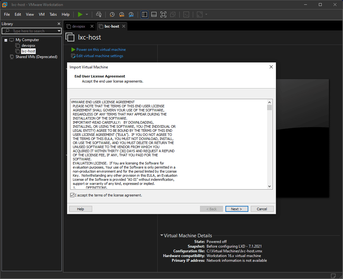 Opening the ESXi nested appliance in VMware Workstation