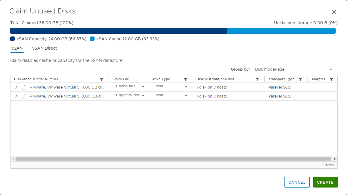 Ready to create the disk group