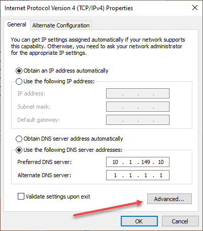 Select the advanced checkbox