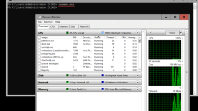 Viewing resource monitor on Windows Server 2022 Core