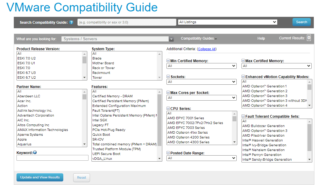 Check the VMware compatibility matrix