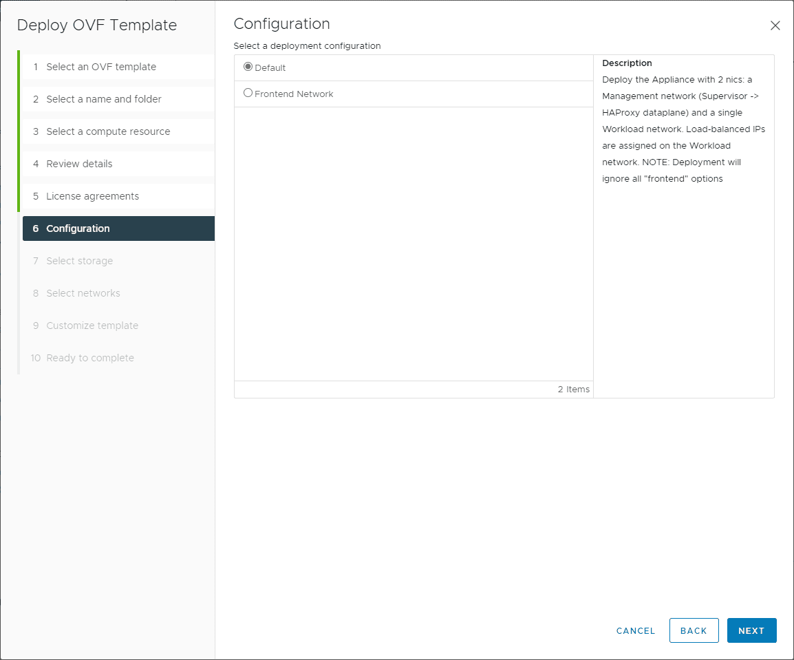 Choosing the NIC configuration for the HAProxy appliance