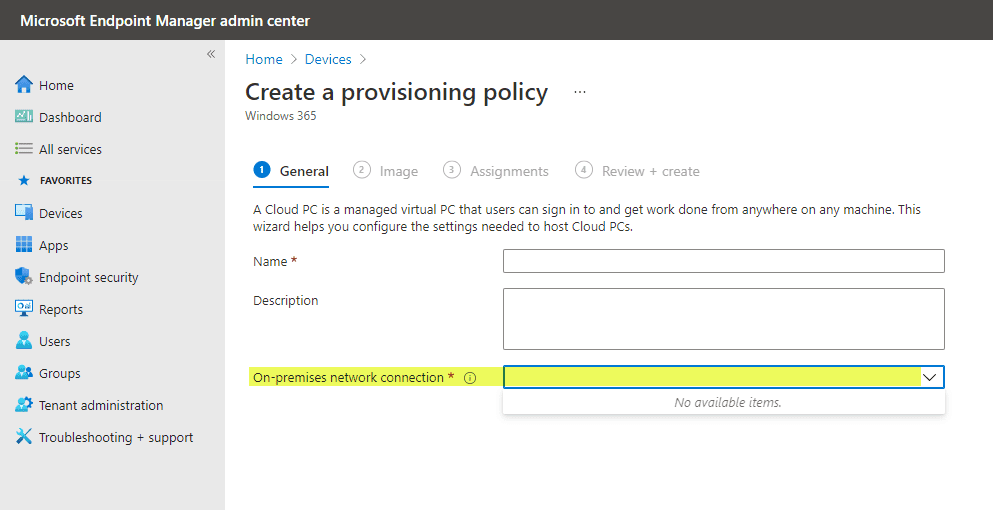 Create a provisioning policy in Windows 365