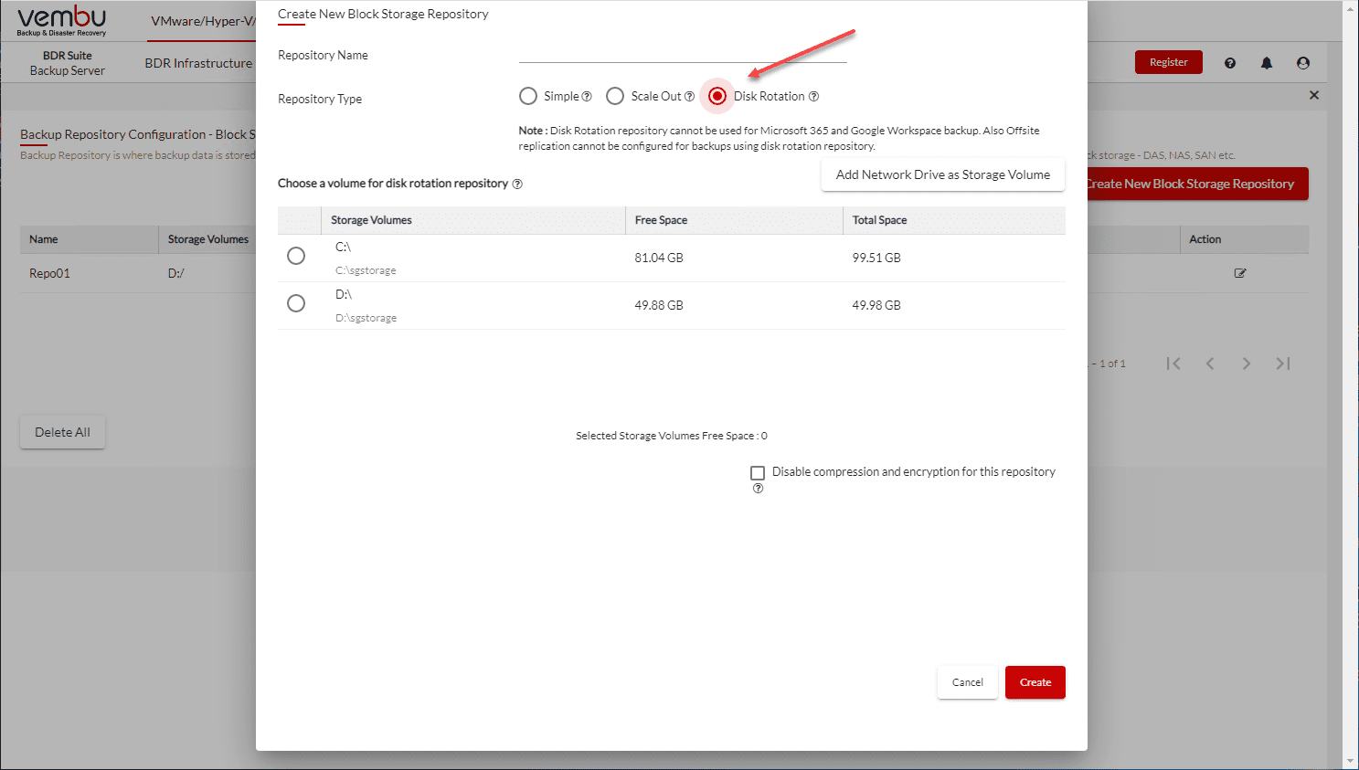 Disk rotation as a new block storage repository in Vembu BDR Suite v5.0