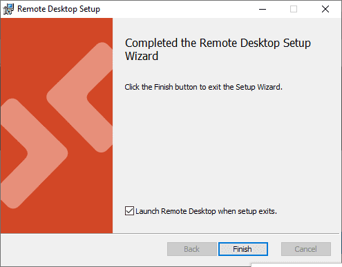 Finish the installation of the Remote Desktop App
