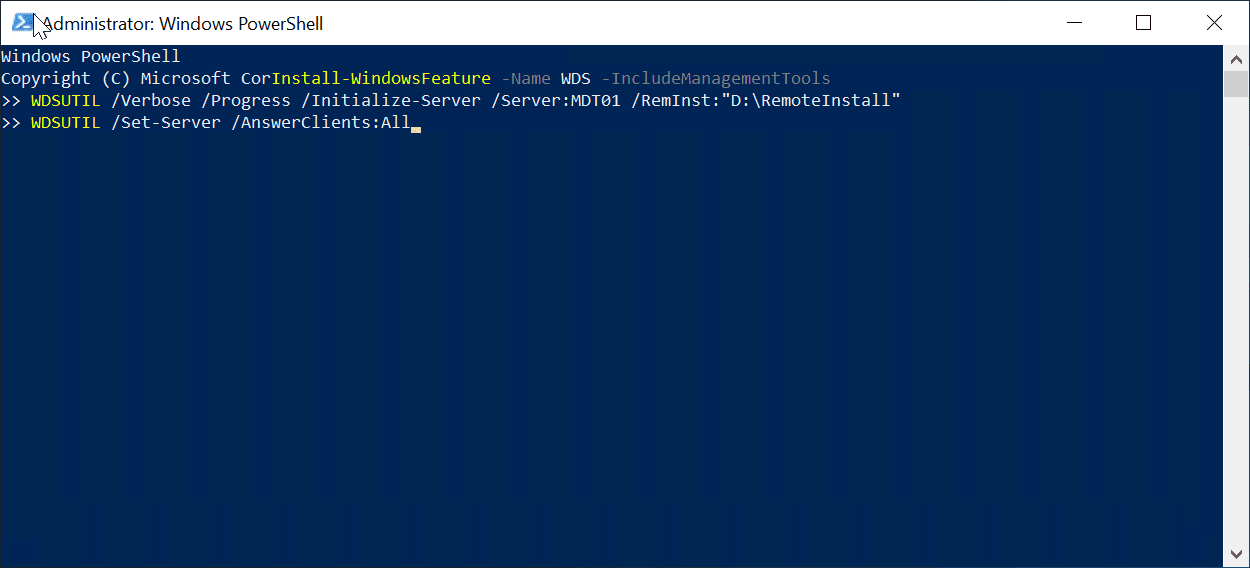 Installing Windows Deployment Services in Windows Server 2019
