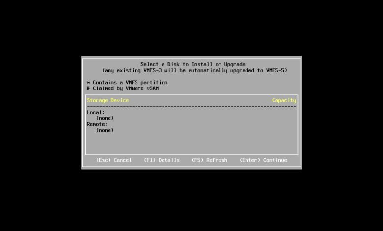 No storage device detected when installing VMware ESXi