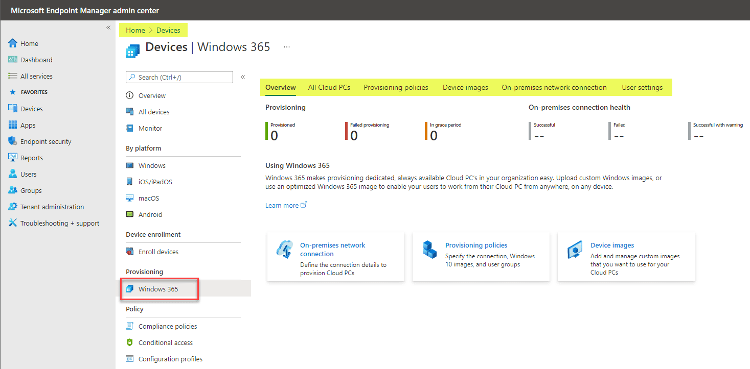 Using the endpoint security manager to assign provisioning policies