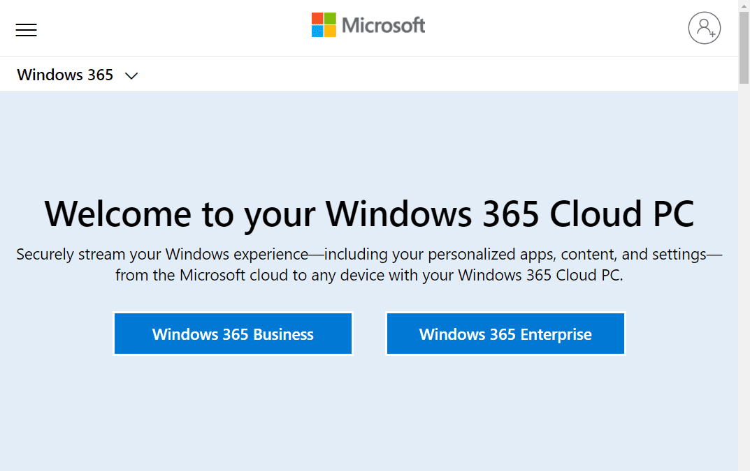 Windows 365 Cloud PC Business and Enterprise options