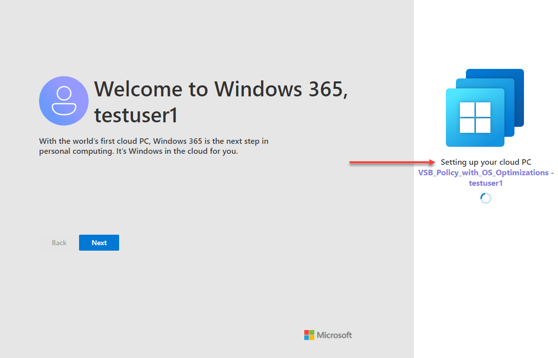 Windows 365 desktop provisioning for the end user